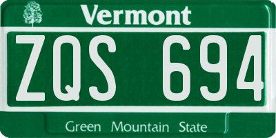 VT license plate ZQS694