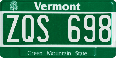 VT license plate ZQS698