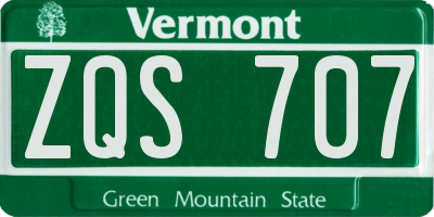 VT license plate ZQS707