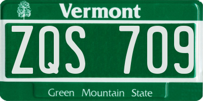 VT license plate ZQS709
