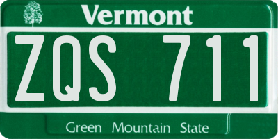 VT license plate ZQS711