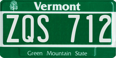 VT license plate ZQS712