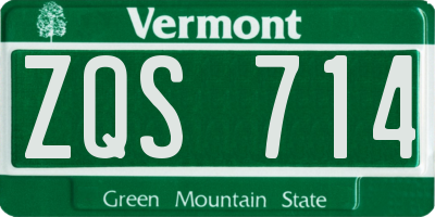 VT license plate ZQS714