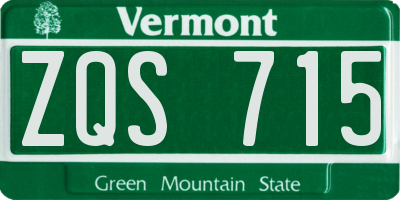 VT license plate ZQS715
