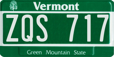 VT license plate ZQS717
