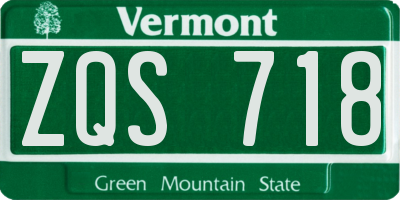 VT license plate ZQS718