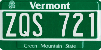 VT license plate ZQS721