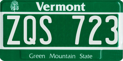 VT license plate ZQS723