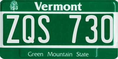 VT license plate ZQS730