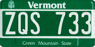 VT license plate ZQS733