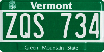 VT license plate ZQS734