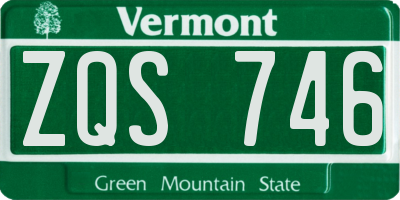 VT license plate ZQS746