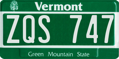 VT license plate ZQS747