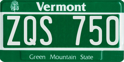 VT license plate ZQS750