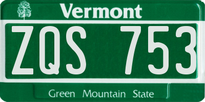 VT license plate ZQS753