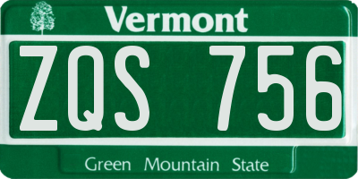 VT license plate ZQS756