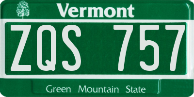 VT license plate ZQS757