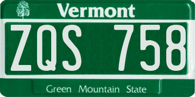 VT license plate ZQS758
