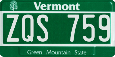 VT license plate ZQS759