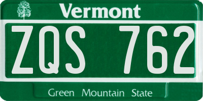 VT license plate ZQS762