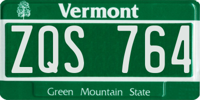 VT license plate ZQS764