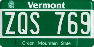 VT license plate ZQS769