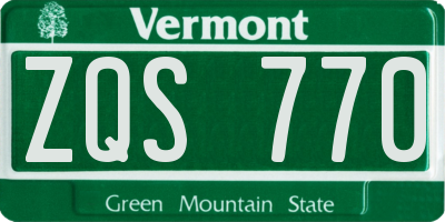 VT license plate ZQS770