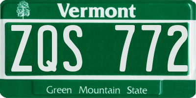 VT license plate ZQS772