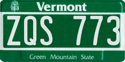 VT license plate ZQS773