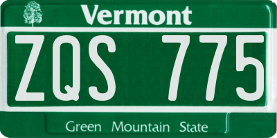 VT license plate ZQS775