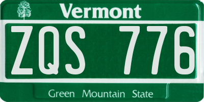 VT license plate ZQS776