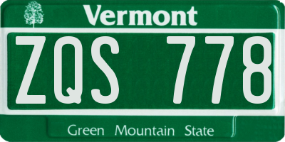 VT license plate ZQS778