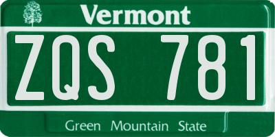 VT license plate ZQS781