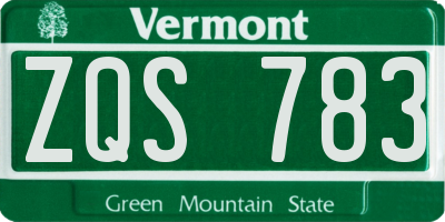 VT license plate ZQS783