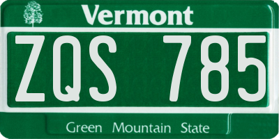 VT license plate ZQS785