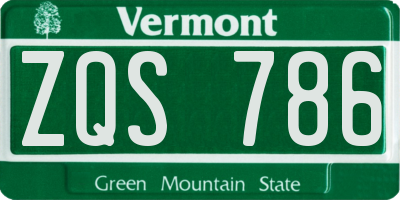 VT license plate ZQS786
