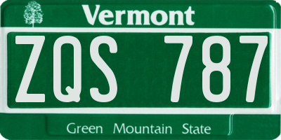 VT license plate ZQS787