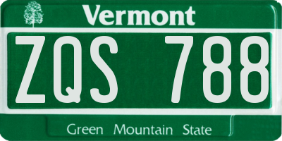 VT license plate ZQS788