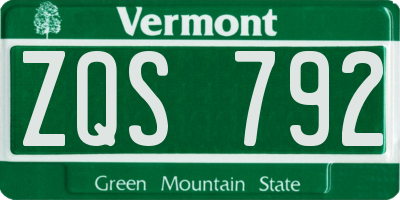 VT license plate ZQS792