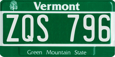 VT license plate ZQS796