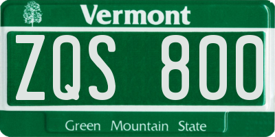 VT license plate ZQS800