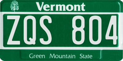 VT license plate ZQS804