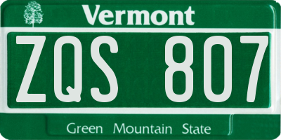 VT license plate ZQS807
