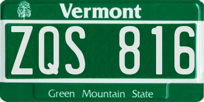 VT license plate ZQS816