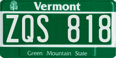 VT license plate ZQS818