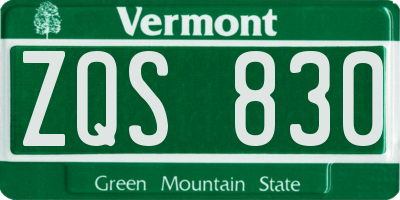 VT license plate ZQS830