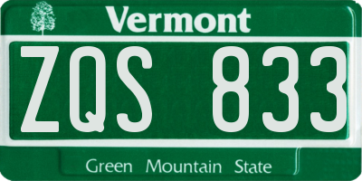 VT license plate ZQS833