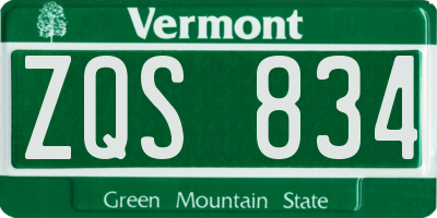 VT license plate ZQS834