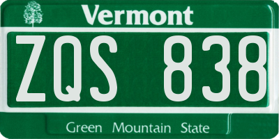 VT license plate ZQS838