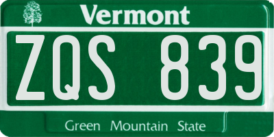 VT license plate ZQS839